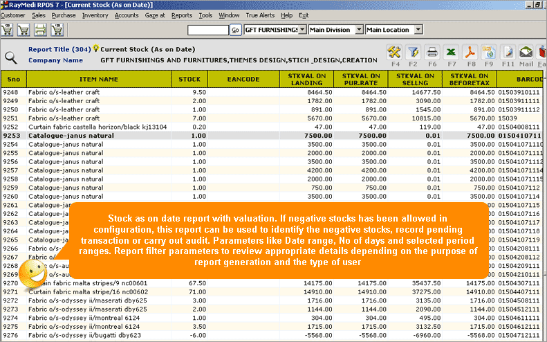 Current Stock Report