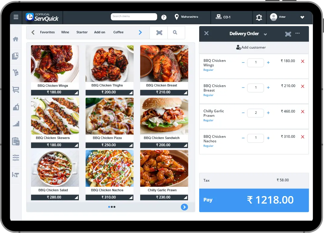 Restaurant on Tablet Screen
