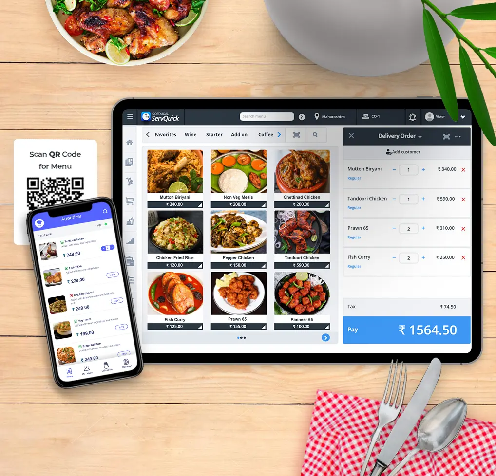 Image shows the actual product screen of Gofrugal's restaurant POS's kitchen management software 