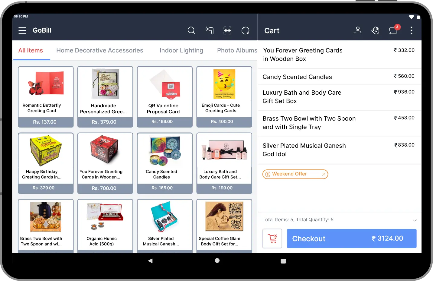 Restaurant on Tablet Screen