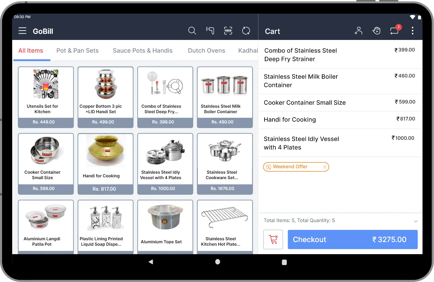 Restaurant on Tablet Screen